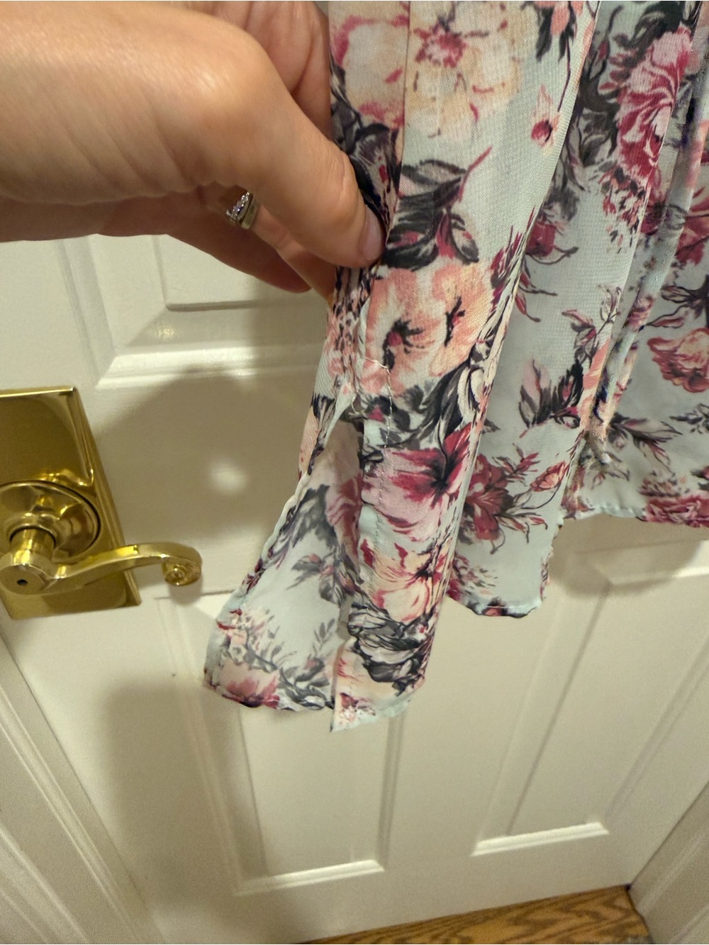Pink Lily Light Blue Floral Midi Dress with Pink Rose Print - Picture 6 of 9